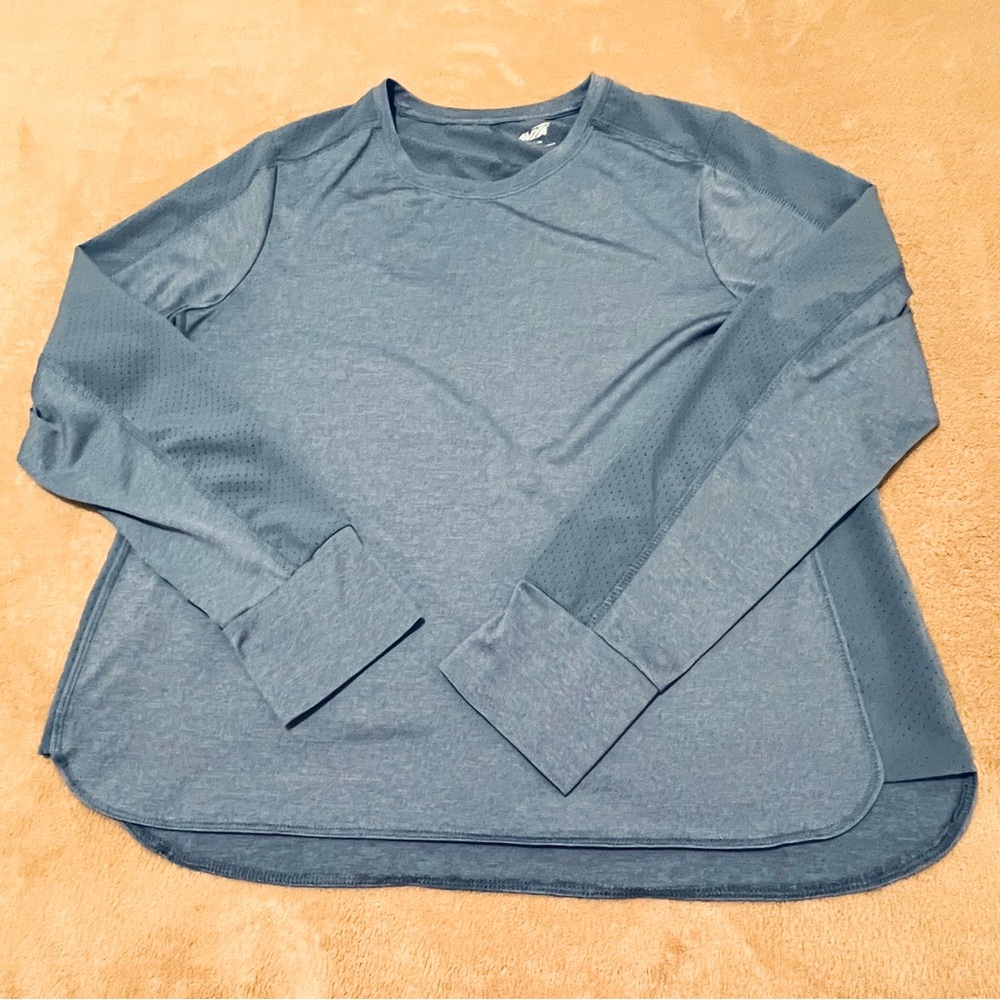 Avia performance active workout l/s tee shirt womens L blue slate